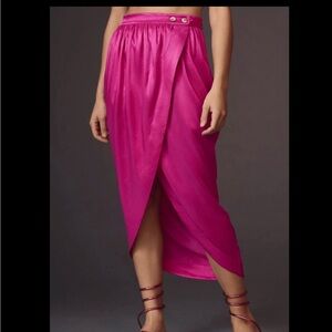 NEW Anthropologie Maeve Hot Pink Split Tulip Skirt Womens Size 4
